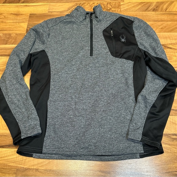 Spyder Gray And Black Quarter Zip PullOver Fleece Lined Men’s Size Large - Picture 1 of 7